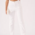 Ceci High Waisted Relaxed Straight Leg Jeans - White - JMOJO - Women's Straight Leg Jeans