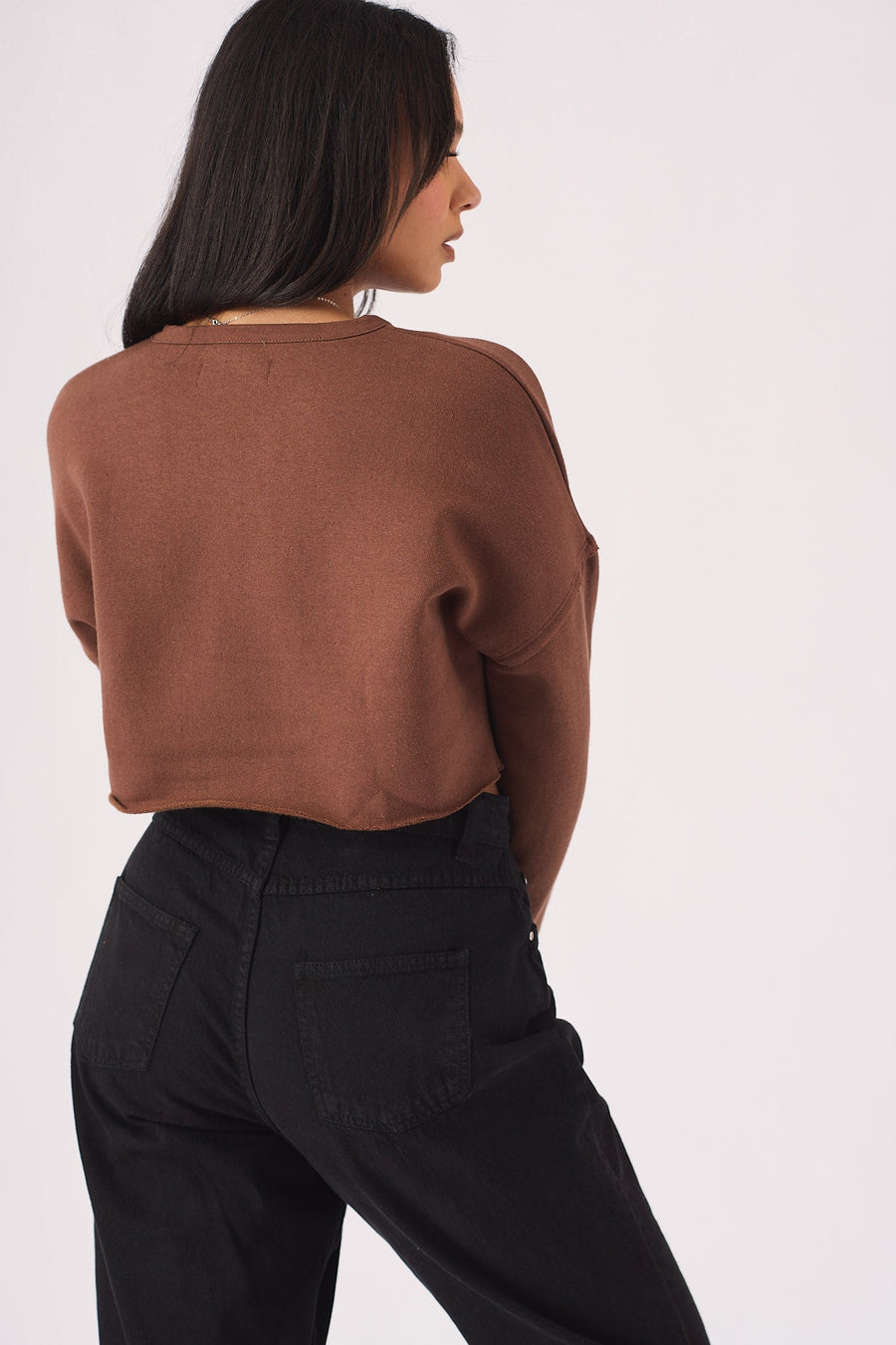 Ceris Cropped Jumper – Brown - JMOJO - Women's Cropped Jumper