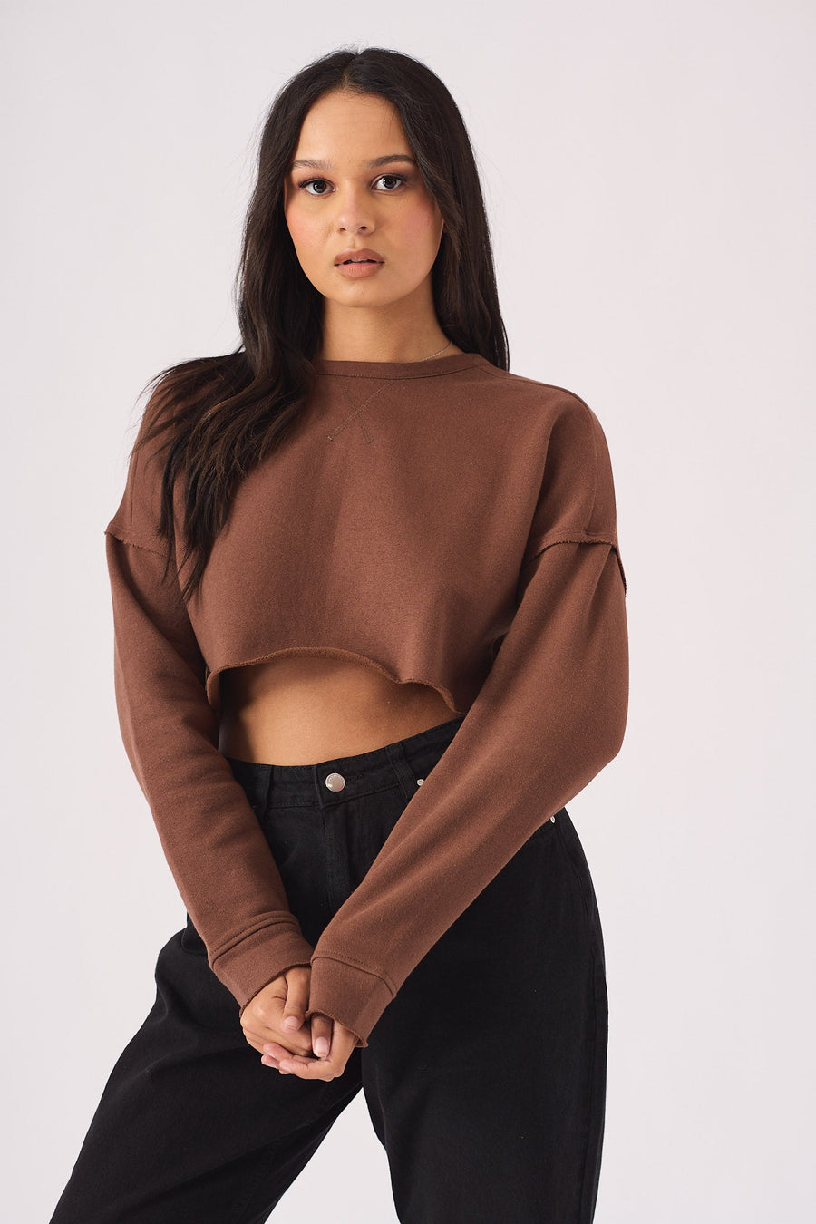 Ceris Cropped Jumper – Brown - JMOJO - Women's Cropped Jumper