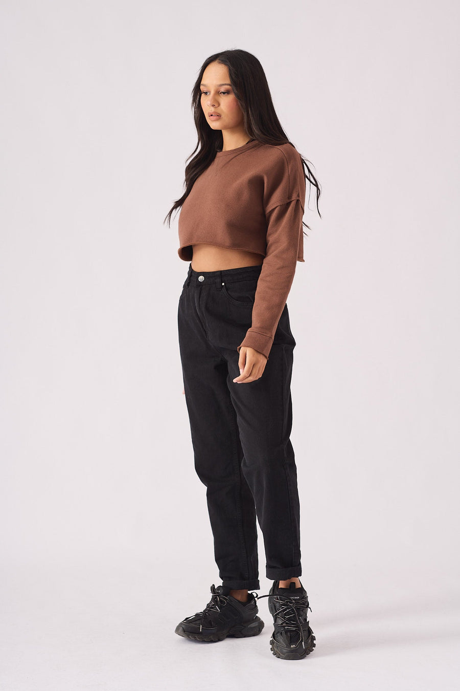 Ceris Cropped Jumper – Brown - JMOJO - Women's Cropped Jumper