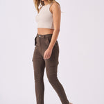 Cierra High Rise Skinny Cargo Jeans - Brown - JMOJO - Women's Skinny Cargo Jeans