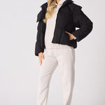 Cinder Puffer Hooded Jacket – Black - JMOJO - Women's puffer