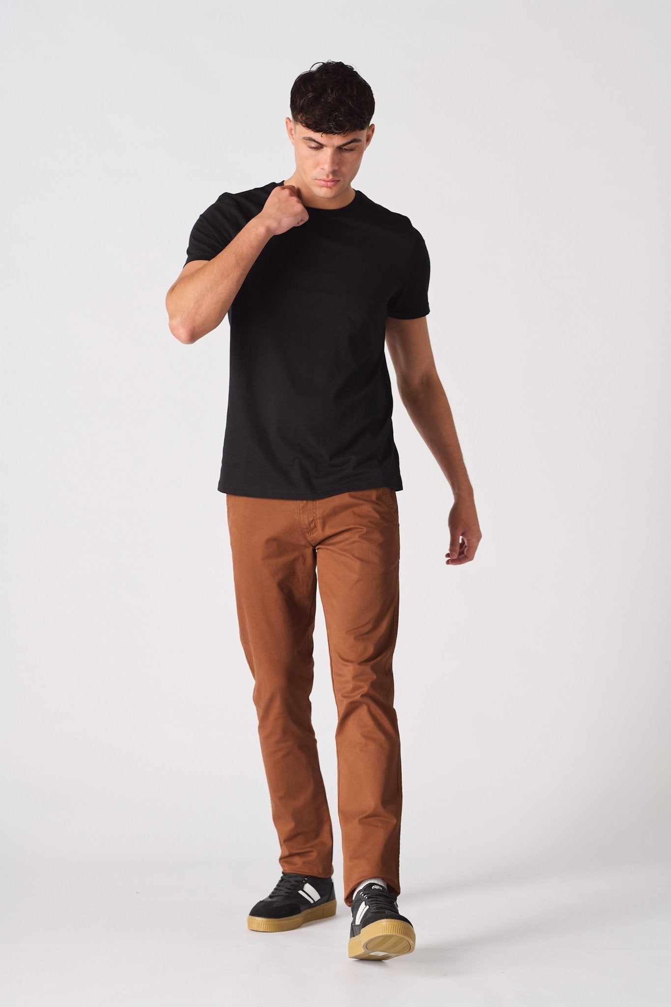 CORBIN Stretch Slim Fit Chino Pants - Rust Brown - JMOJO - Men's Chino Trousers