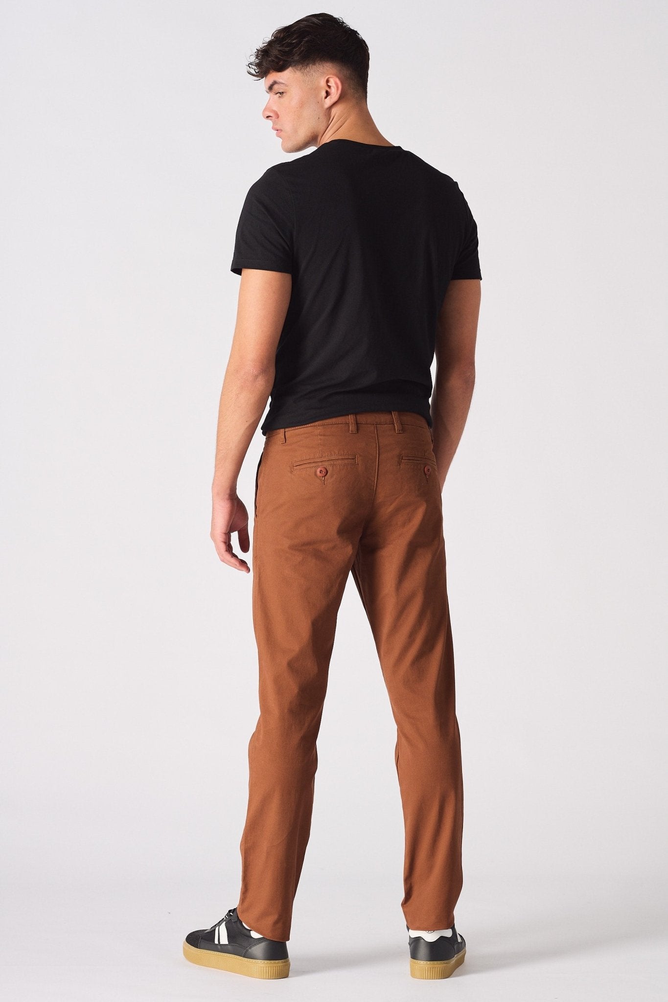 CORBIN Stretch Slim Fit Chino Pants - Rust Brown - JMOJO - Men's Chino Trousers