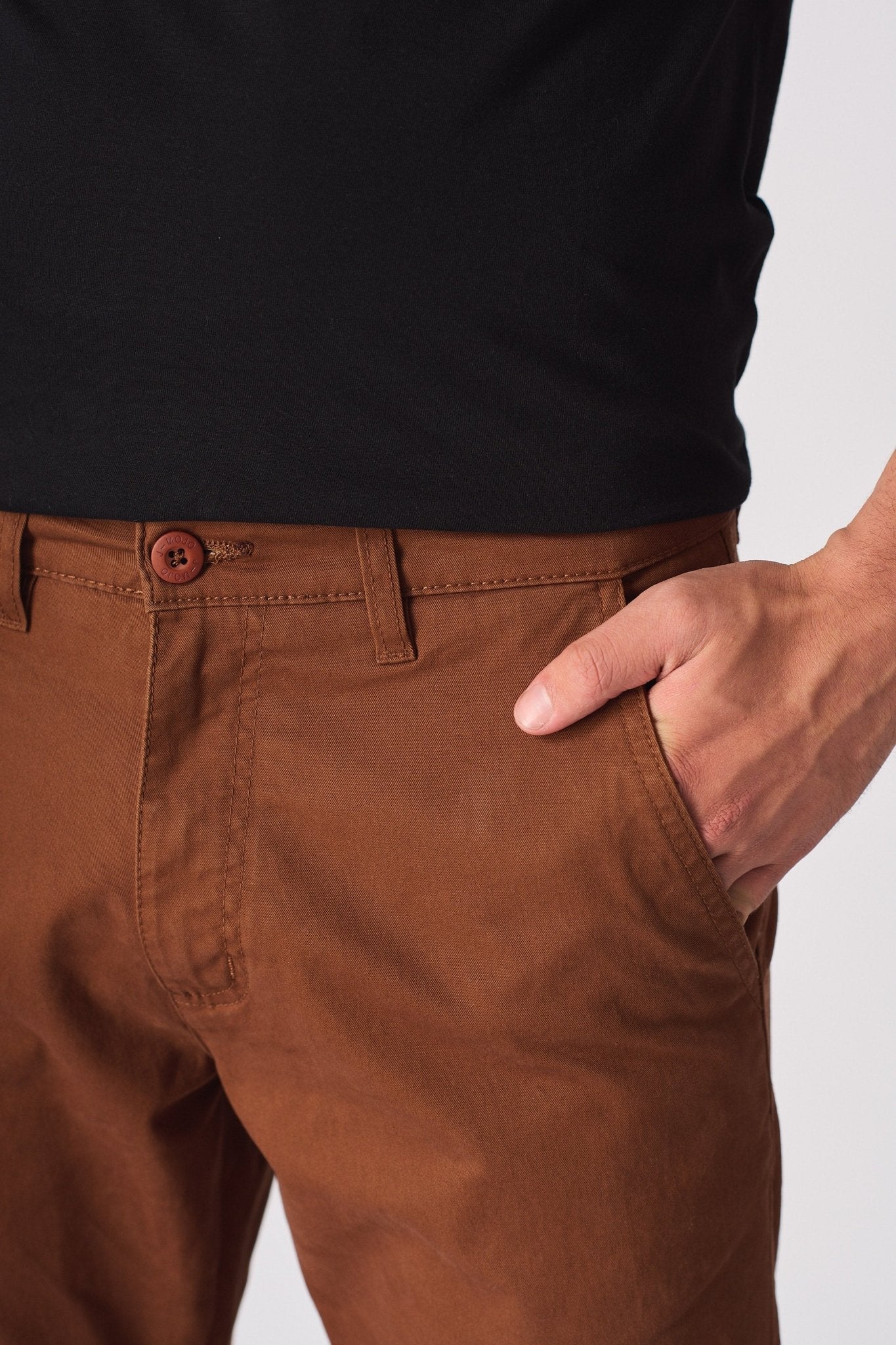 CORBIN Stretch Slim Fit Chino Pants - Rust Brown - JMOJO - Men's Chino Trousers
