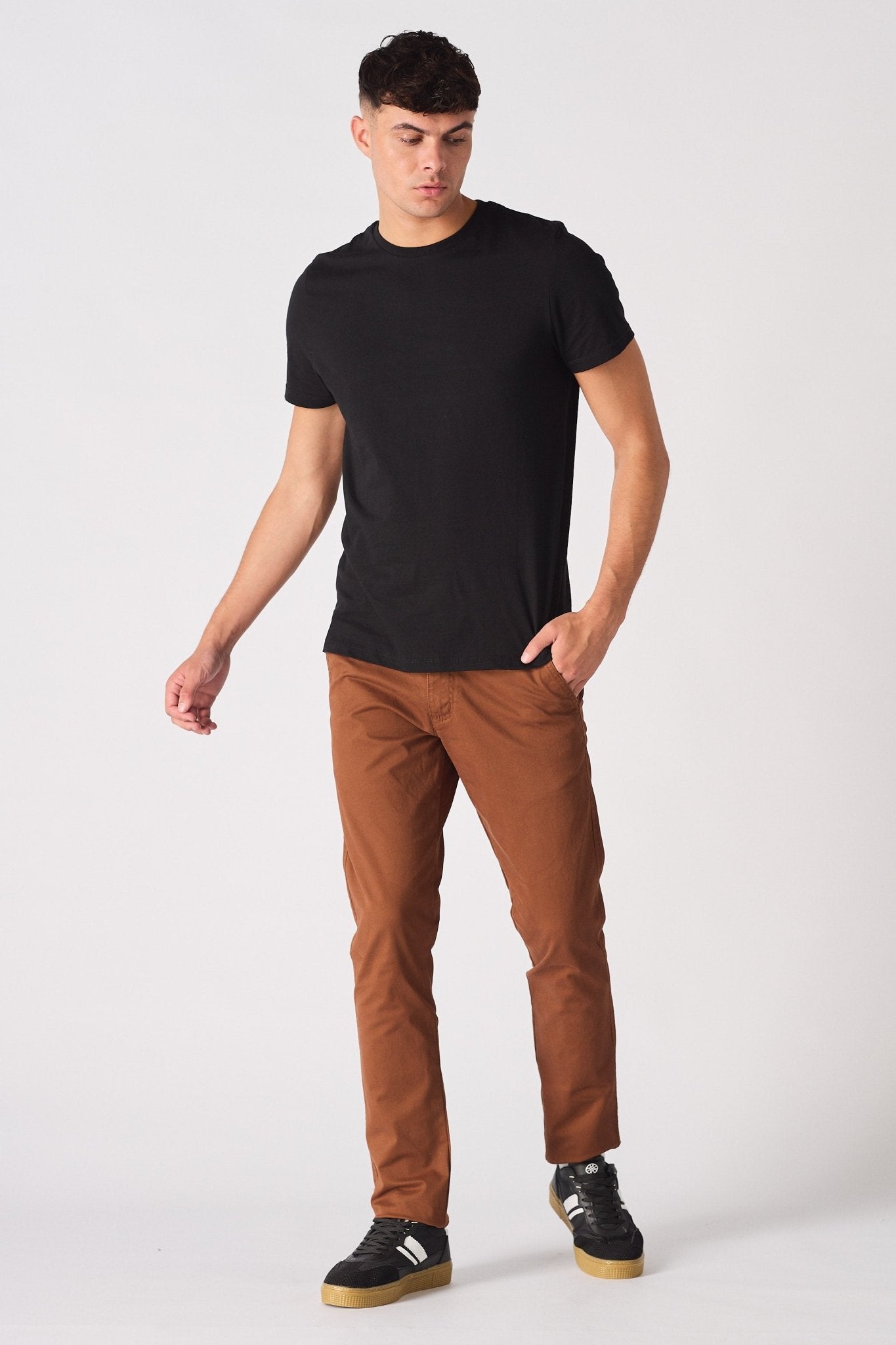 CORBIN Stretch Slim Fit Chino Pants - Rust Brown - JMOJO - Men's Chino Trousers