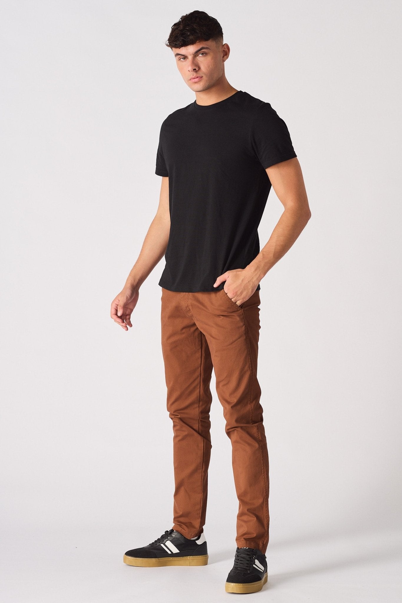 CORBIN Stretch Slim Fit Chino Pants - Rust Brown - JMOJO - Men's Chino Trousers