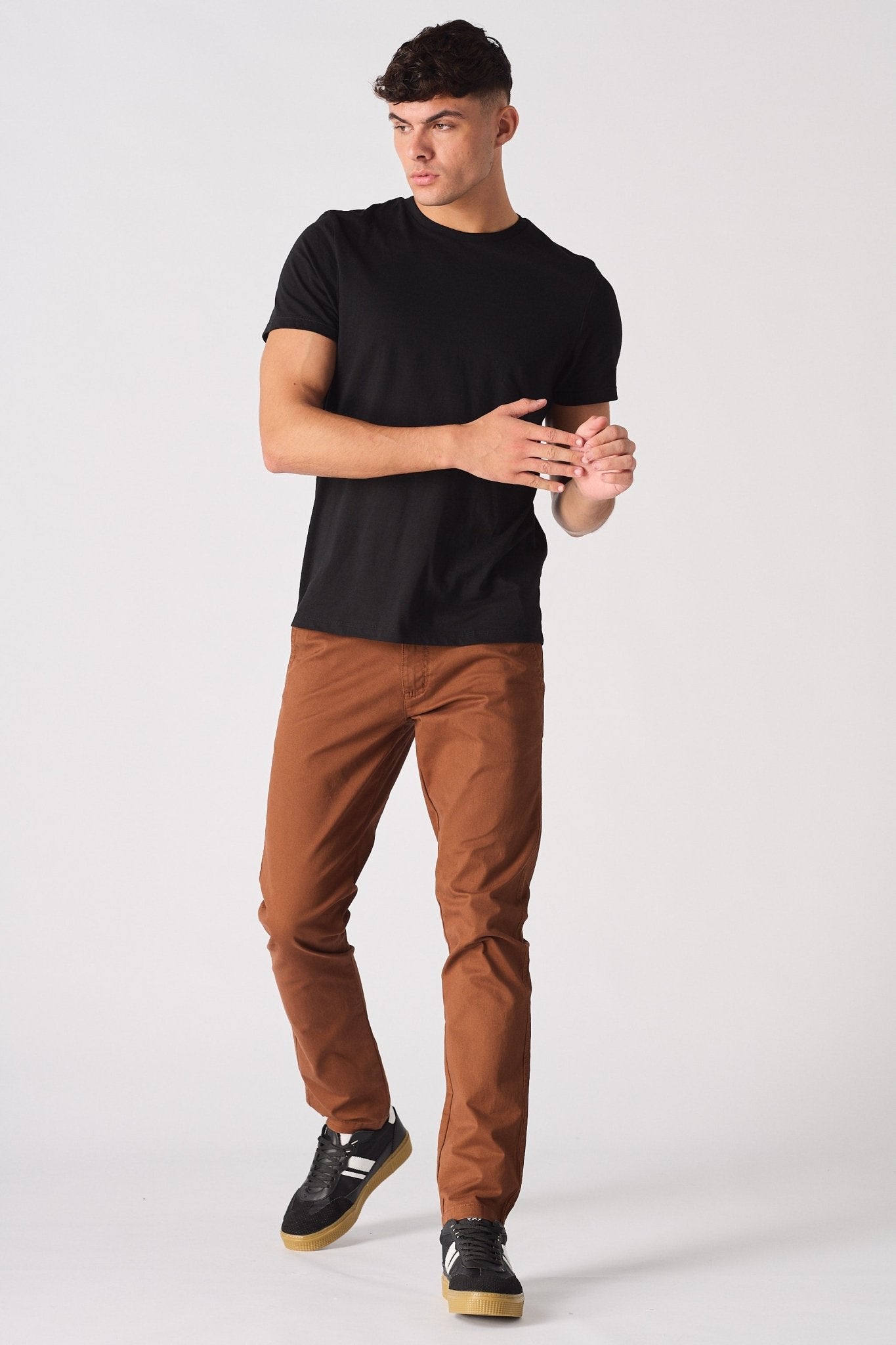 CORBIN Stretch Slim Fit Chino Pants - Rust Brown - JMOJO - Men's Chino Trousers