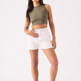 CORE MOTIVE SHORTS - WHITE - JMOJO - Women's Fleece Shorts