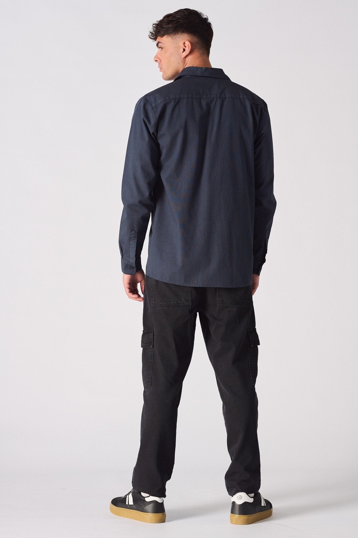 COTTON SHIRT - NAVY BLUE - JMOJO - Men's cotton shirts