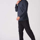 COTTON SHIRT - NAVY BLUE - JMOJO - Men's cotton shirts