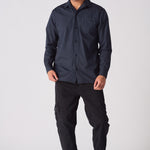 COTTON SHIRT - NAVY BLUE - JMOJO - Men's cotton shirts
