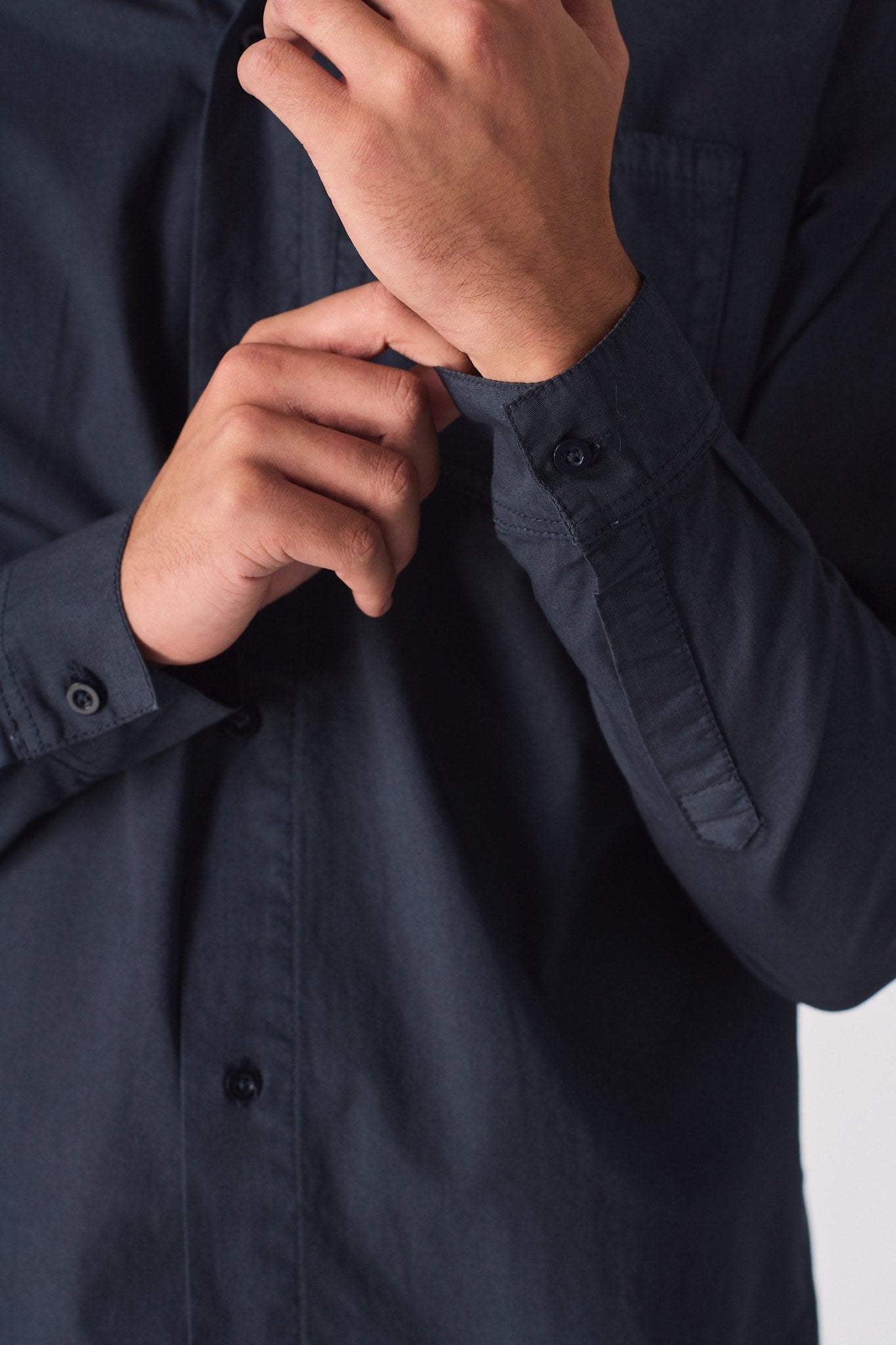 COTTON SHIRT - NAVY BLUE - JMOJO - Men's cotton shirts