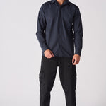 COTTON SHIRT - NAVY BLUE - JMOJO - Men's cotton shirts