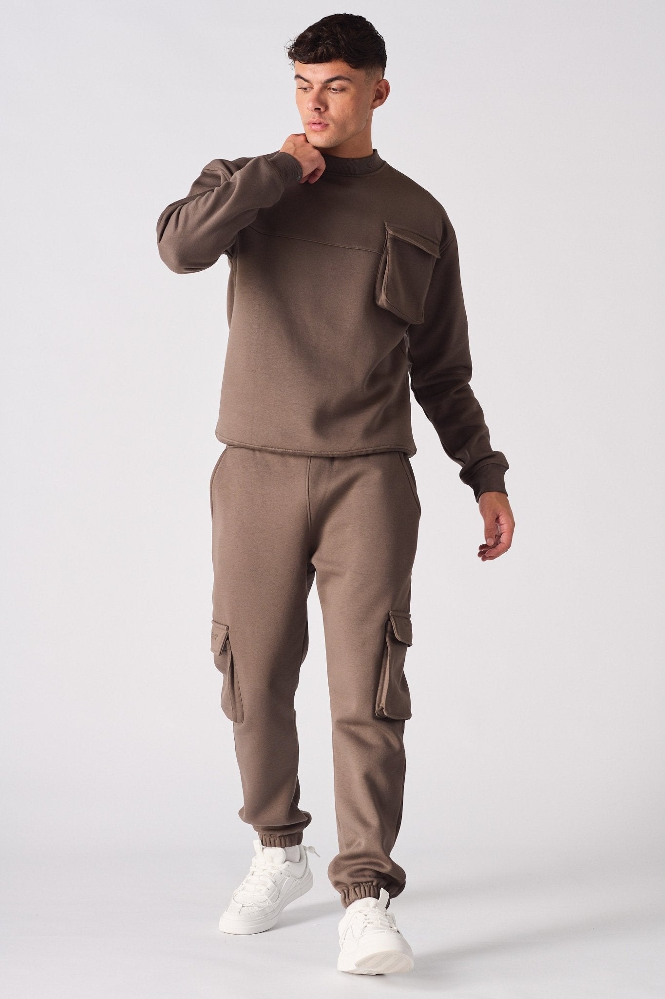 CREW NECK SWEATSHIRT - BROWN - JMOJO - Men's Sweatshirts