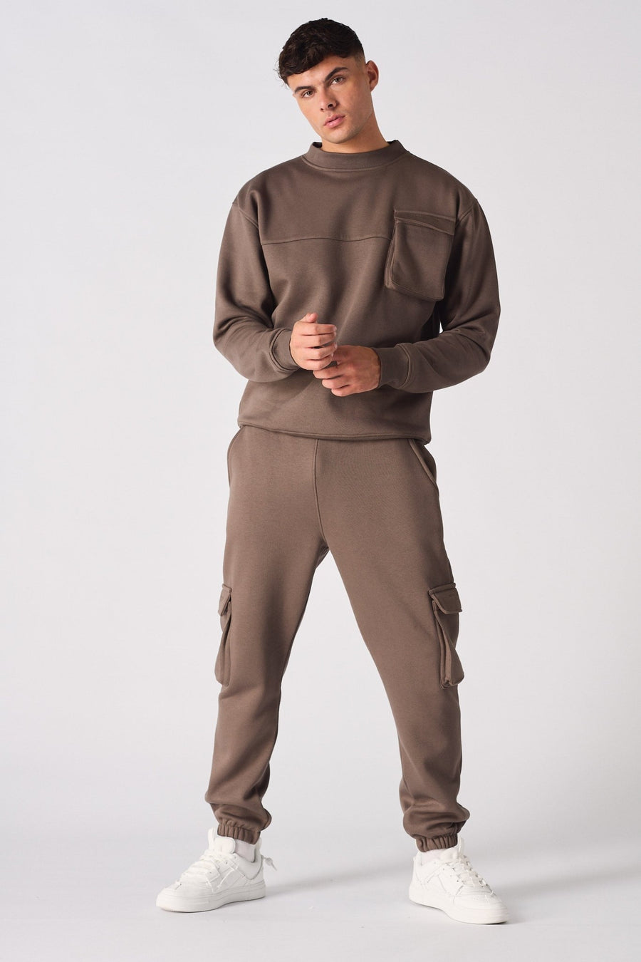 CREW NECK SWEATSHIRT - BROWN - JMOJO - Men's Sweatshirts