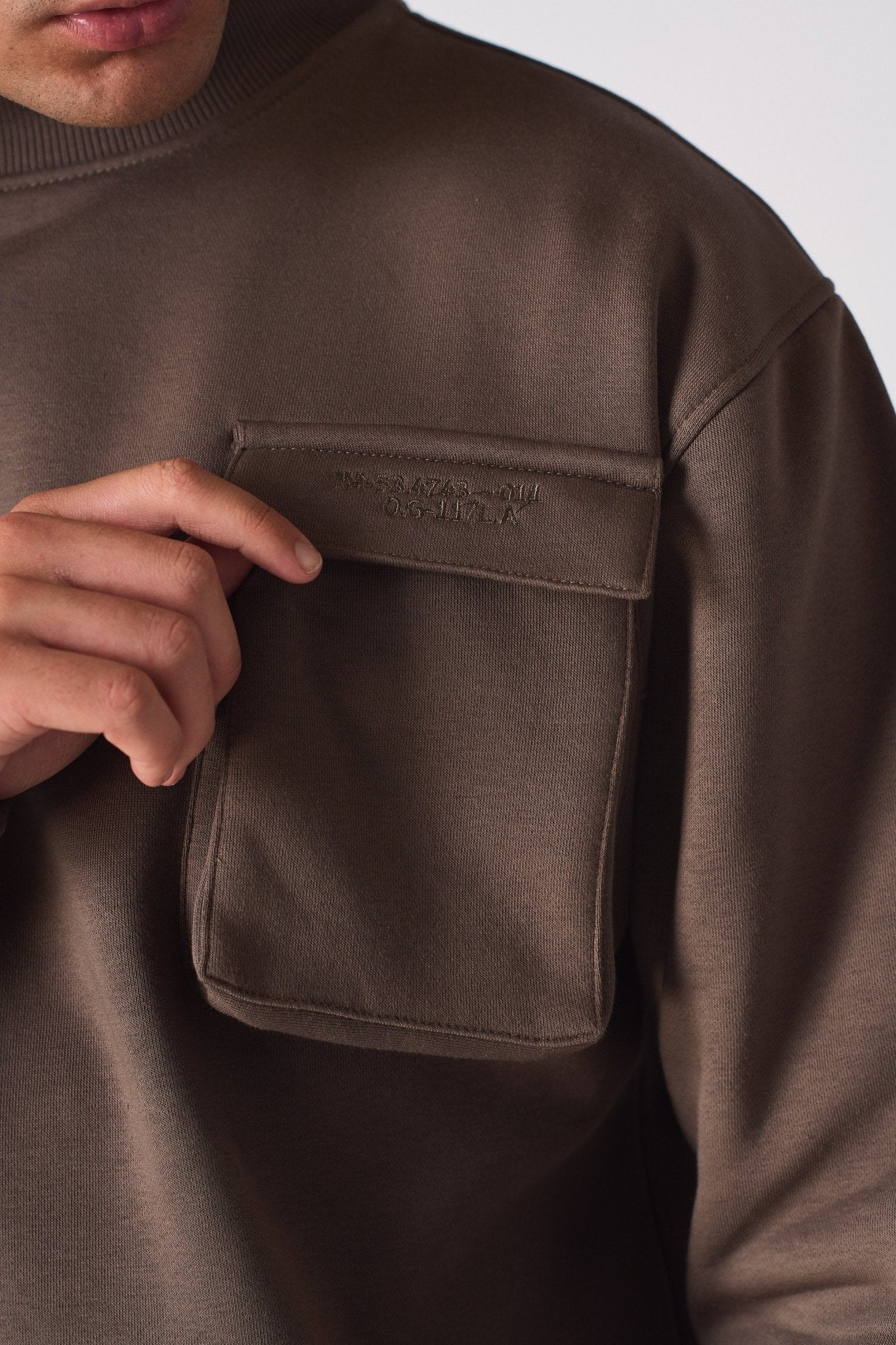 CREW NECK SWEATSHIRT - BROWN - JMOJO - Men's Sweatshirts