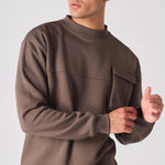 CREW NECK SWEATSHIRT - BROWN - JMOJO - Men's Sweatshirts