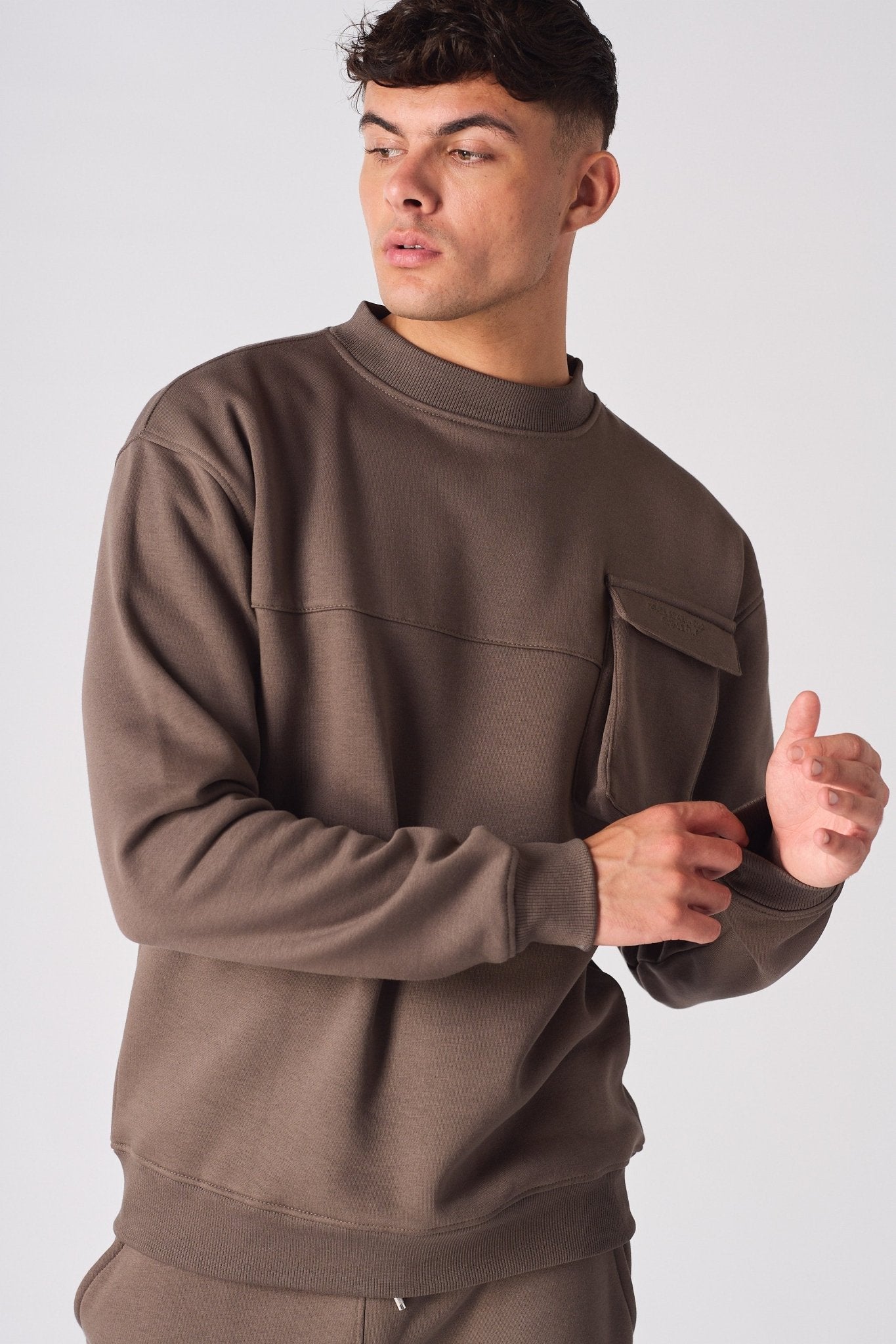 CREW NECK SWEATSHIRT - BROWN - JMOJO - Men's Sweatshirts