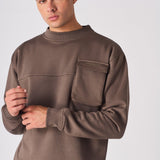 CREW NECK SWEATSHIRT - BROWN - JMOJO - Men's Sweatshirts