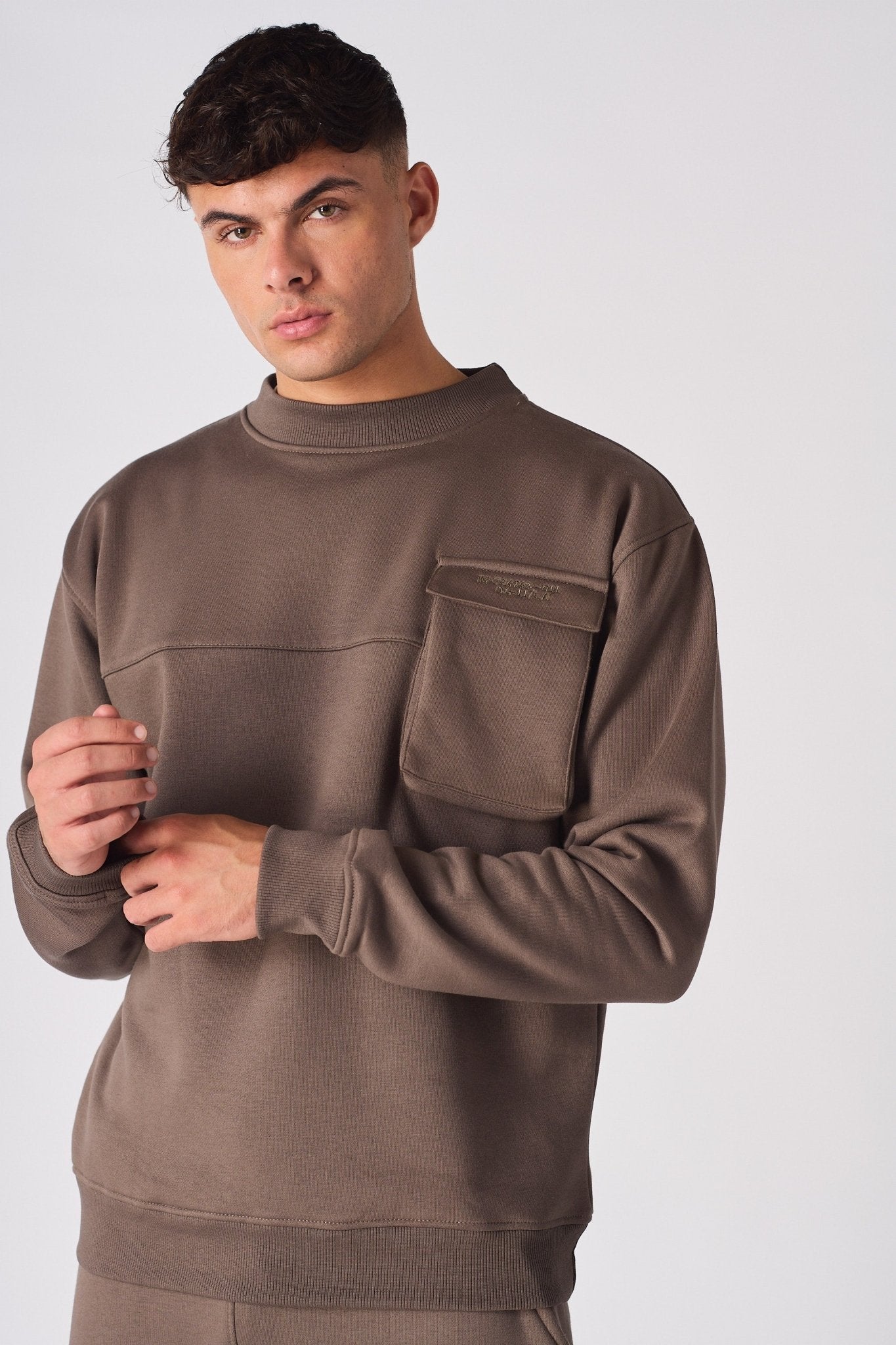 CREW NECK SWEATSHIRT - BROWN - JMOJO - Men's Sweatshirts