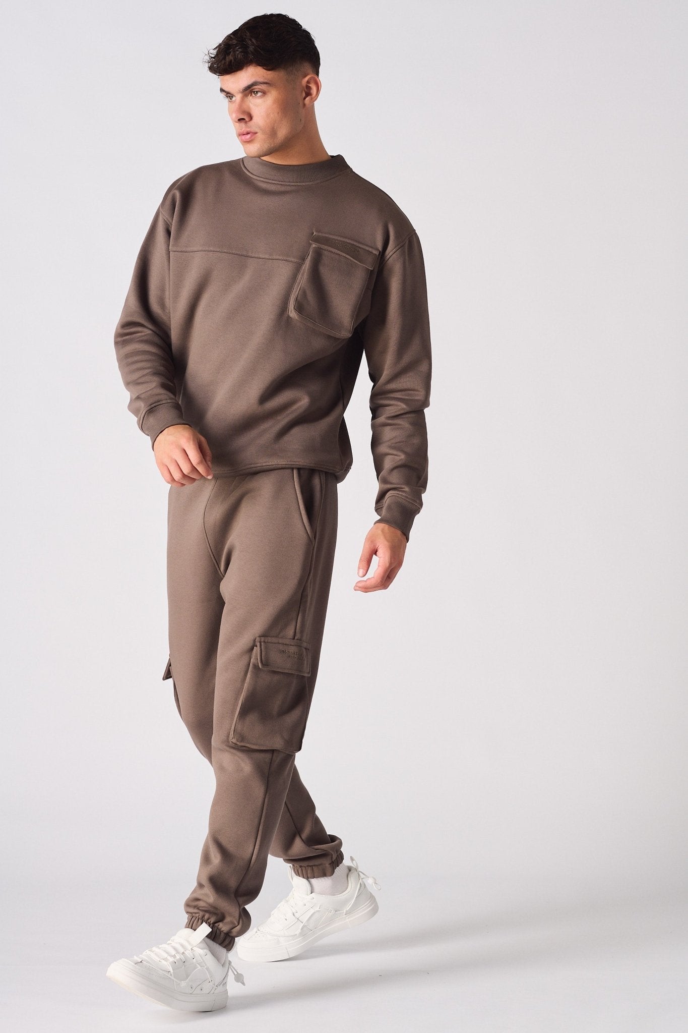 CREW NECK SWEATSHIRT - BROWN - JMOJO - Men's Sweatshirts