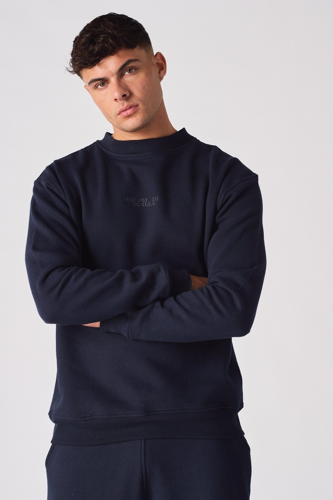 CREW NECK SWEATSHIRT - NAVY BLUE - JMOJO - Men's Sweatshirts