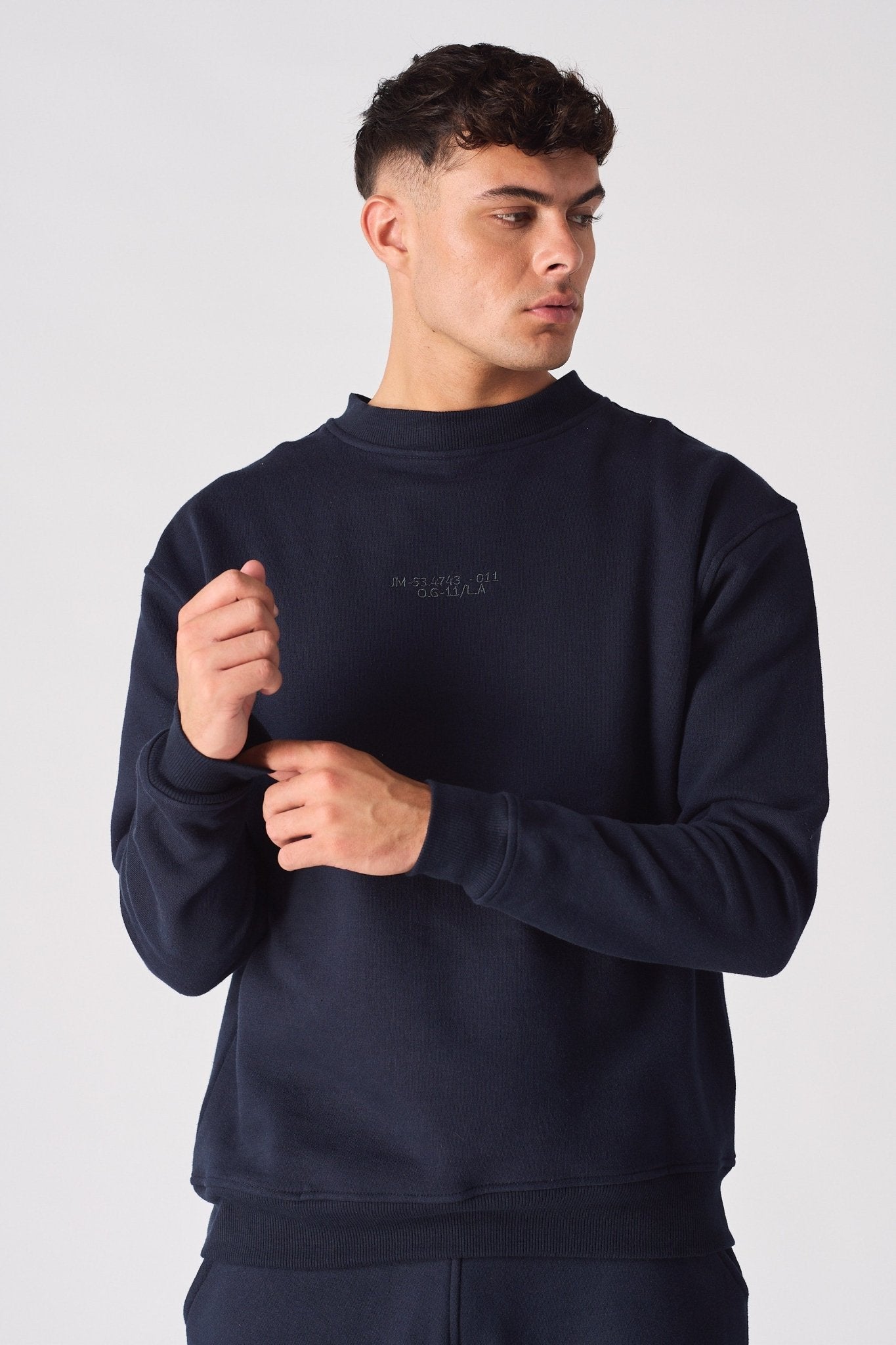 CREW NECK SWEATSHIRT - NAVY BLUE - JMOJO - Men's Sweatshirts