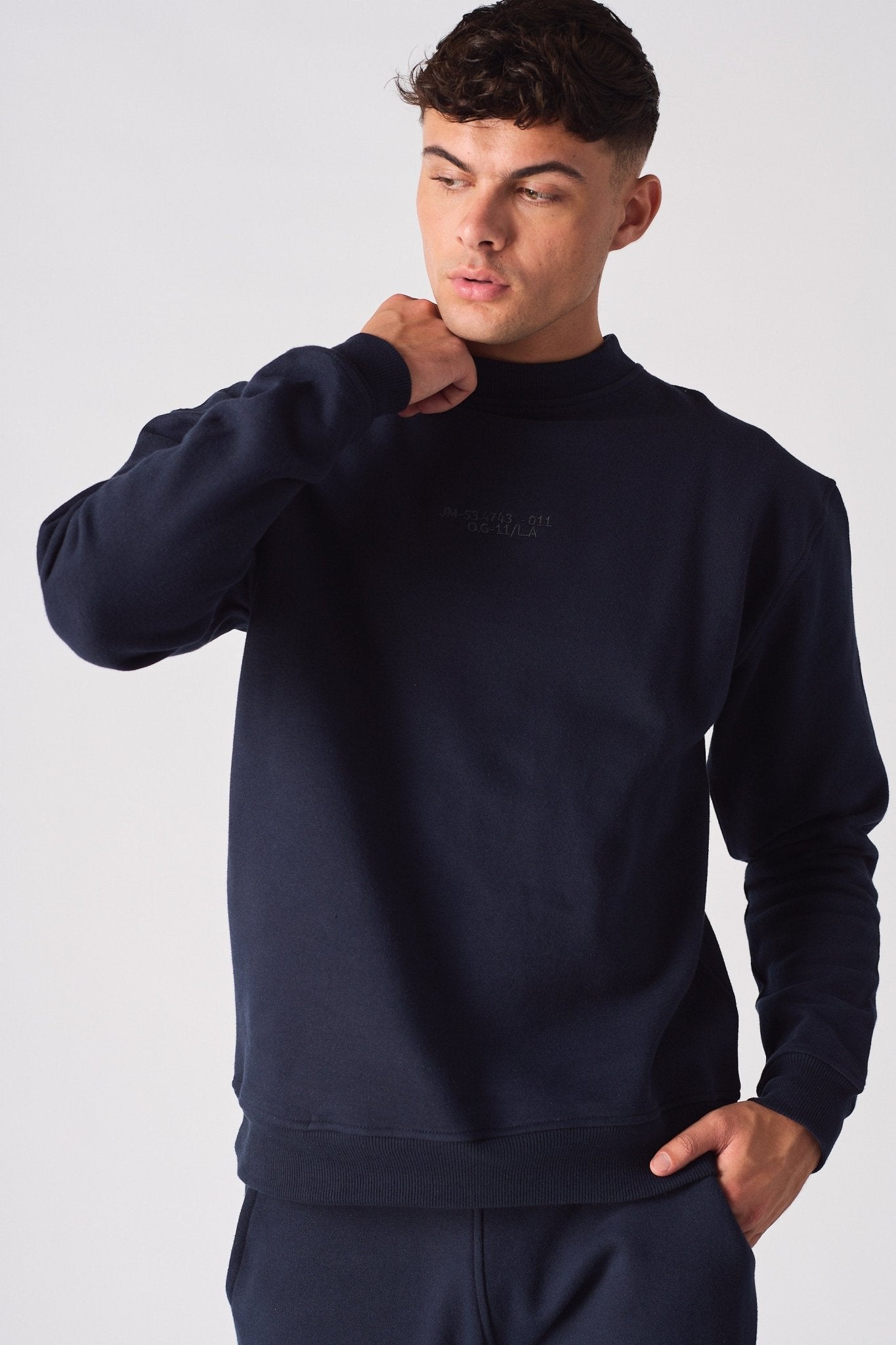 CREW NECK SWEATSHIRT - NAVY BLUE - JMOJO - Men's Sweatshirts
