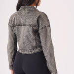 CROPPED DENIM JACKET - BLACK - JMOJO - Women's Cropped Denim Jackets