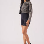CROPPED DENIM JACKET - BLACK - JMOJO - Women's Cropped Denim Jackets