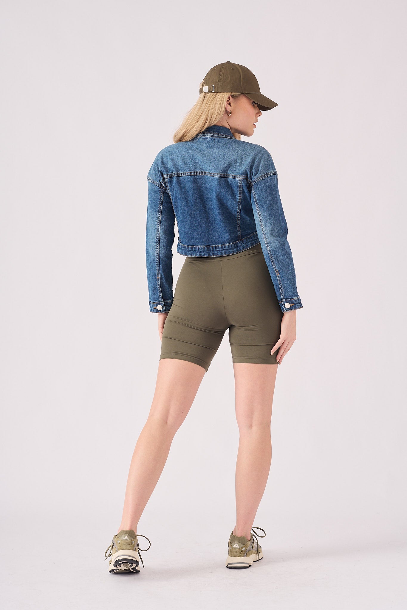 CROPPED DENIM JACKET - MID BLUE - JMOJO - Women's Cropped Denim Jackets