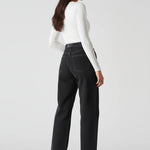 Cut out side straight leg jeans back angle perspective