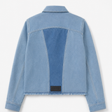 Alba Two Tone Denim Jacket Tapered Waist – Blue