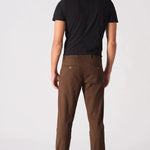 Full back shot of the smart dark brown slim fit chinos.