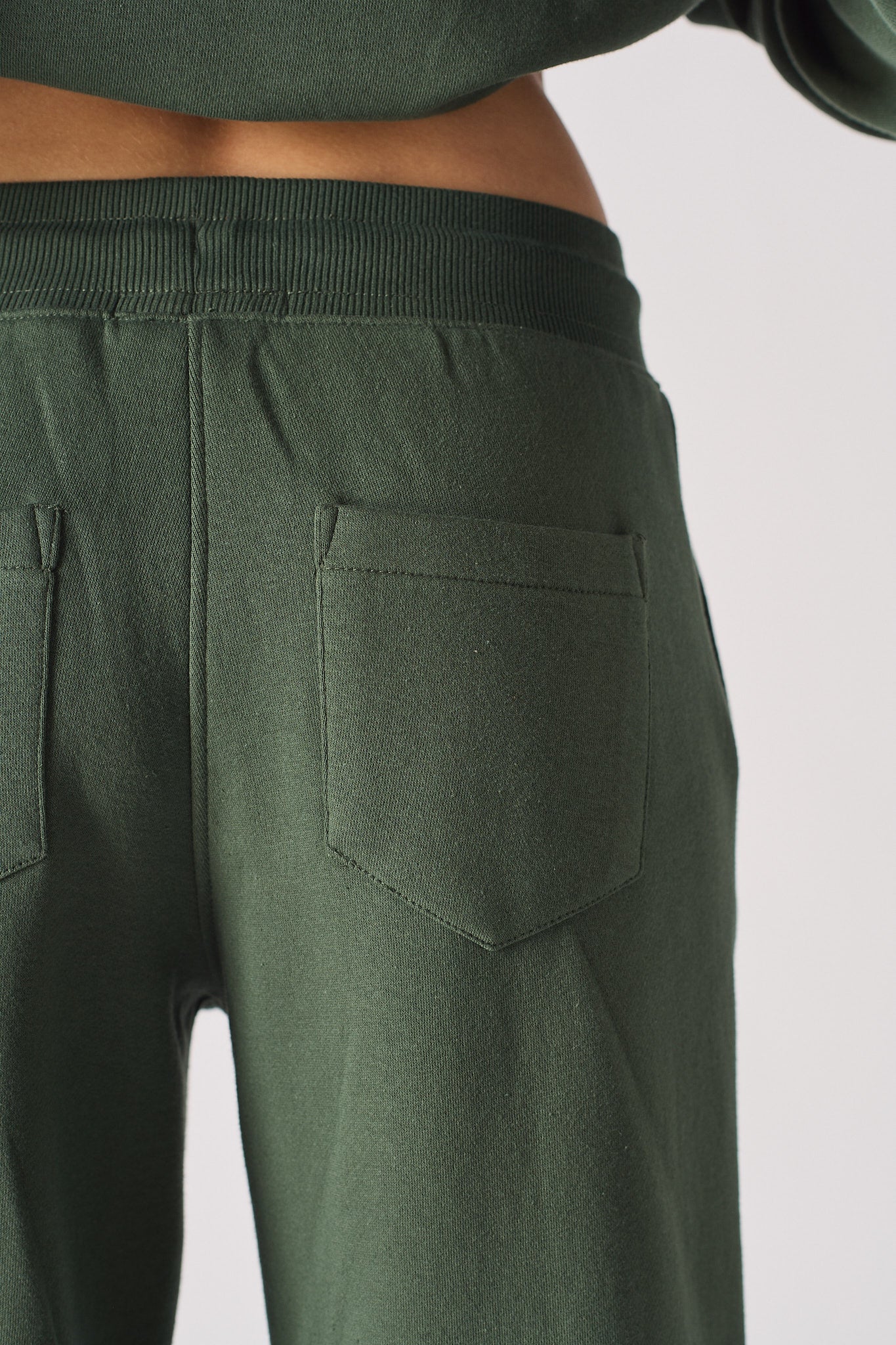 Dark green wide leg joggers back patch pocket