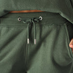 Dark green wide leg joggers front pockets