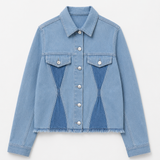 Alba Two Tone Denim Jacket Tapered Waist – Blue