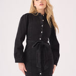 DENIM PUFF SLEEVE DRESS - BLACK - JMOJO - Women's Denim Dresses