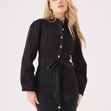 DENIM PUFF SLEEVE DRESS - BLACK - JMOJO - Women's Denim Dresses