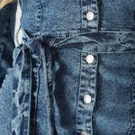 DENIM PUFF SLEEVE DRESS - BLUE - JMOJO - Women's Denim Dresses