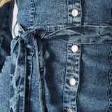 DENIM PUFF SLEEVE DRESS - BLUE - JMOJO - Women's Denim Dresses