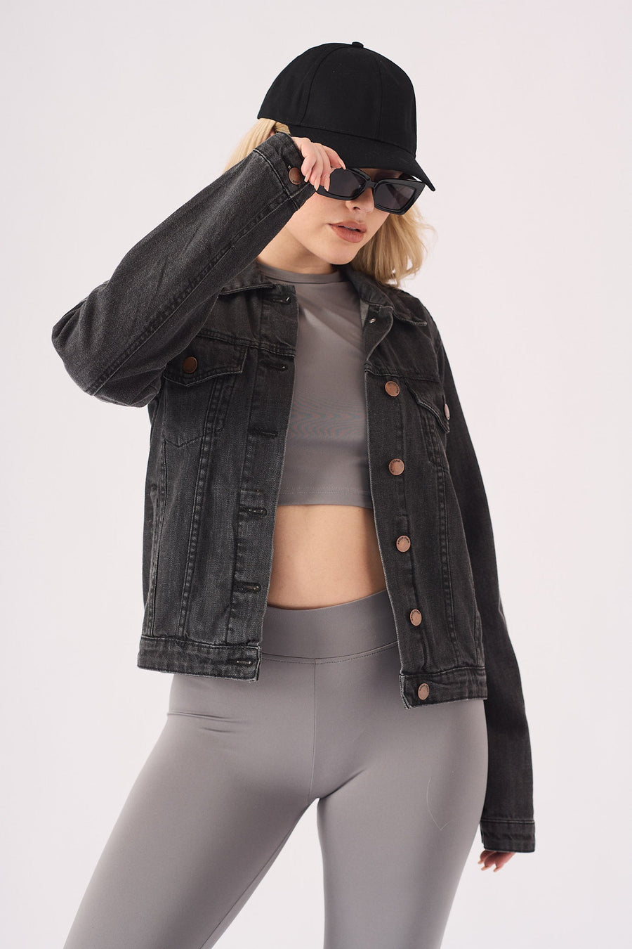 DENIM TRUCKER JACKET - BLACK WASH - JMOJO - Women's Denim Jackets