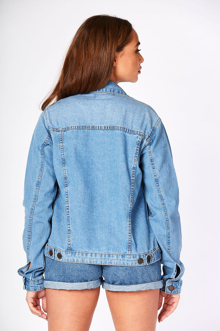 DENIM TRUCKER JACKET - LIGHT BLUE - JMOJO - Women's Denim Jackets