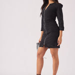 DENIM ZIP UP DRESS - BLACK - JMOJO - Women's Denim Dresses