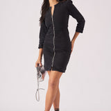 DENIM ZIP UP DRESS - BLACK - JMOJO - Women's Denim Dresses