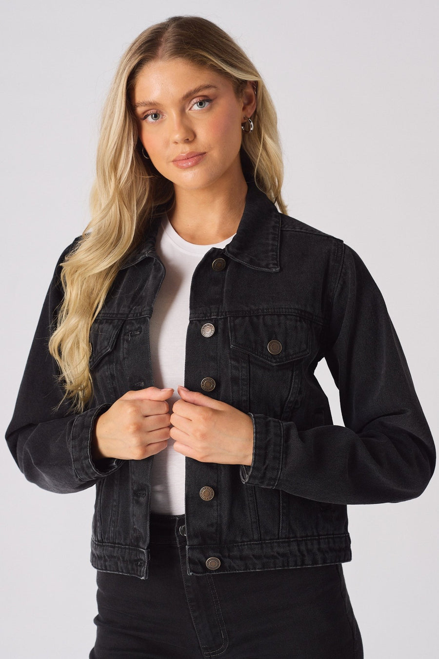 Drift Sherpa Collar Denim Jacket – Black - JMOJO - Women's Denim Jackets Sherpa