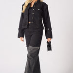 Edge 2 - in - 1 Detachable Sleeve Jacket – Black Wash - JMOJO - Women's Denim Jacket Detachable