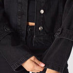 Edge 2 - in - 1 Detachable Sleeve Jacket – Black Wash - JMOJO - Women's Denim Jacket Detachable
