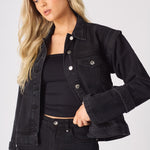 Edge 2 - in - 1 Detachable Sleeve Jacket – Black Wash - JMOJO - Women's Denim Jacket Detachable